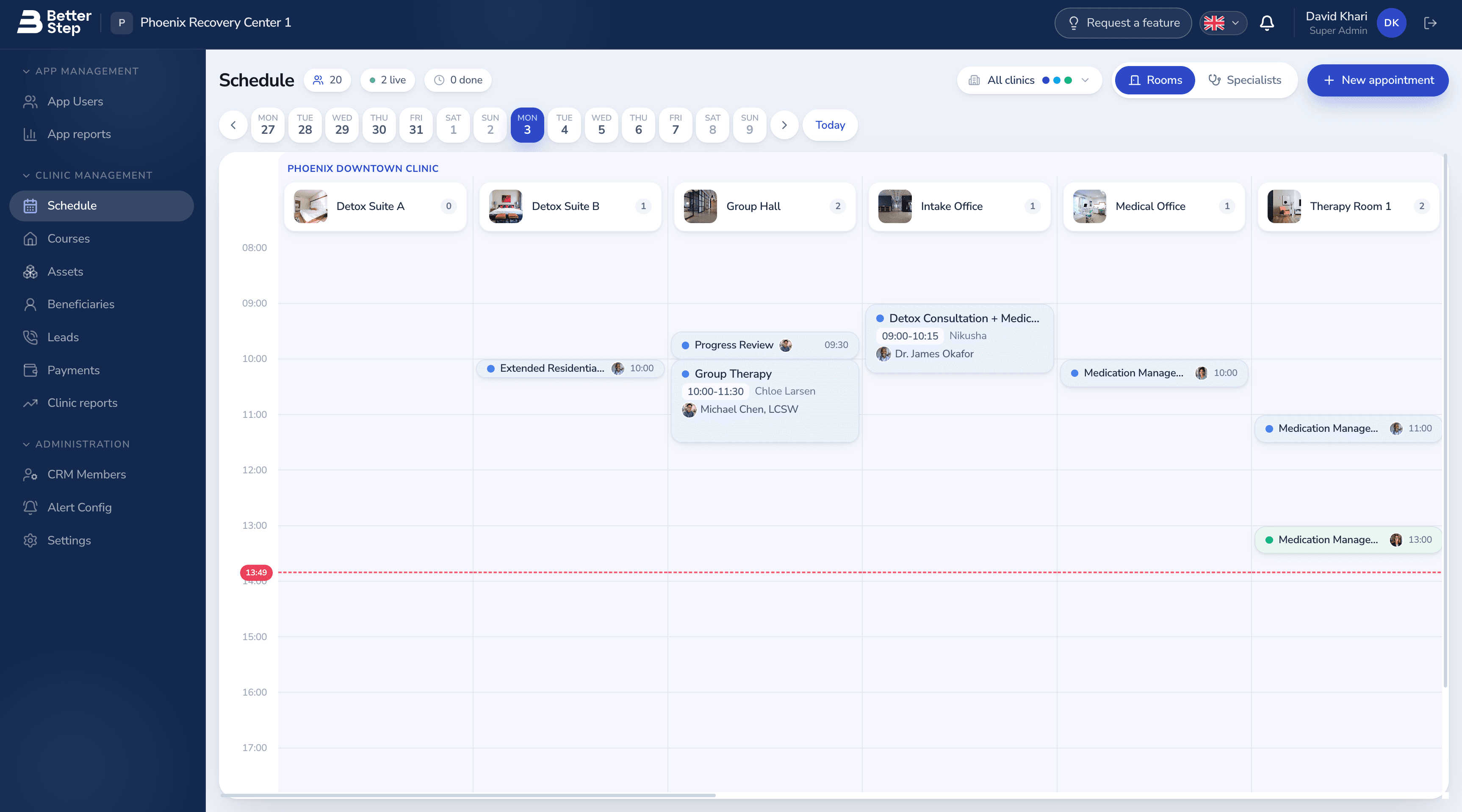 BetterStep clinician dashboard